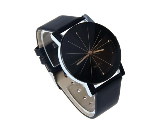 Men Quartz Dial Clock Leather Wrist Watch Round Case